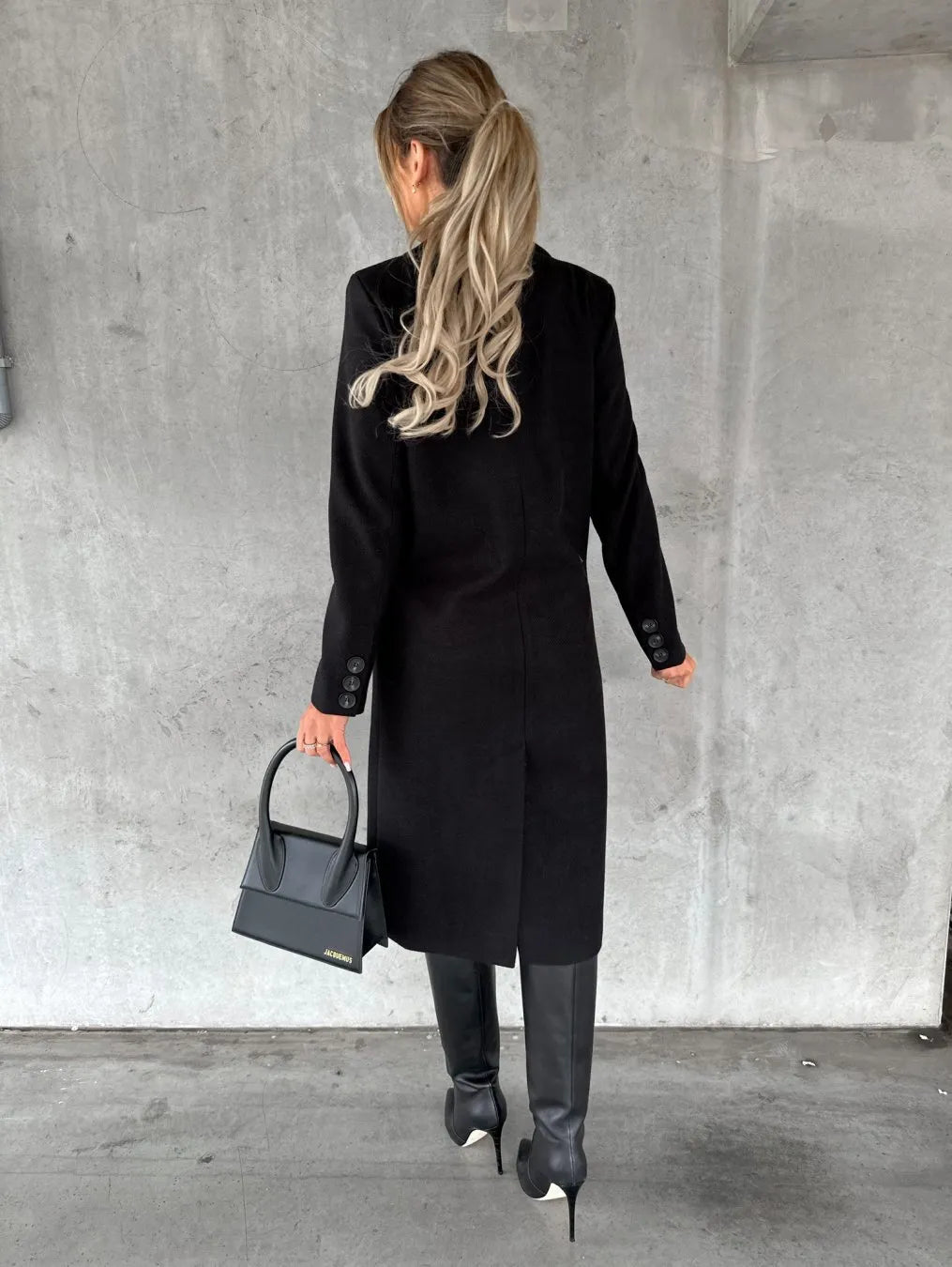 Tailored Long Coat | Double-Breasted Elegance | Wool Blend
