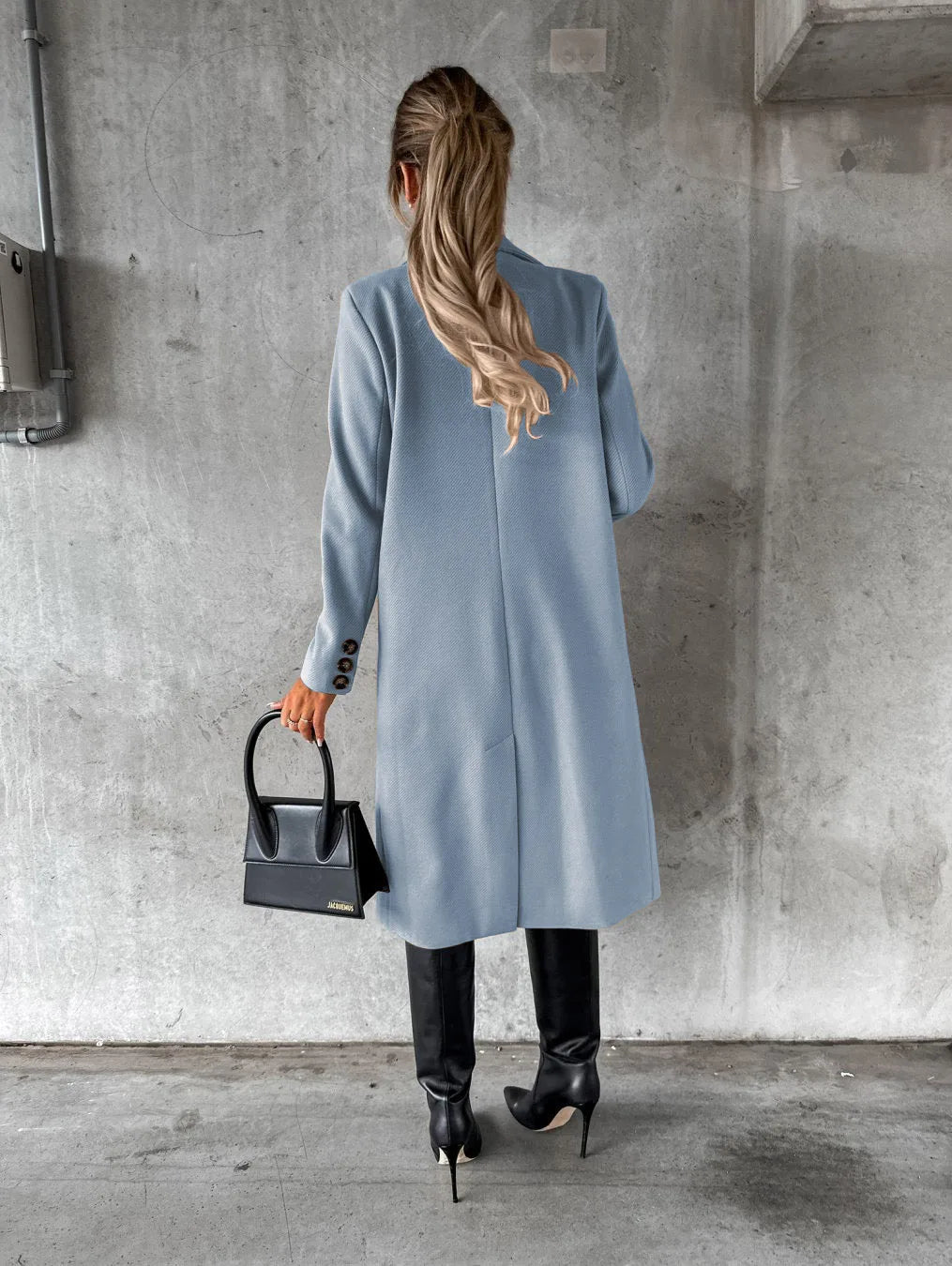 Tailored Long Coat | Double-Breasted Elegance | Wool Blend