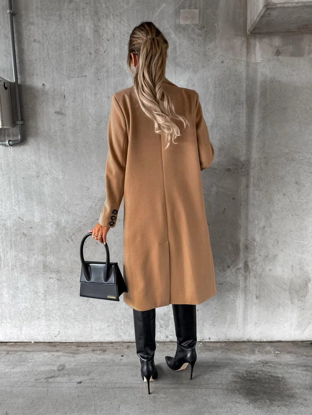 Tailored Long Coat | Double-Breasted Elegance | Wool Blend