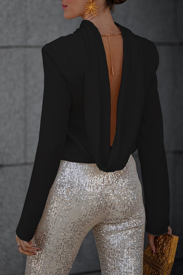 Satin Blouse | Cowl Neck with Back Chain Detail | Elegant Wear