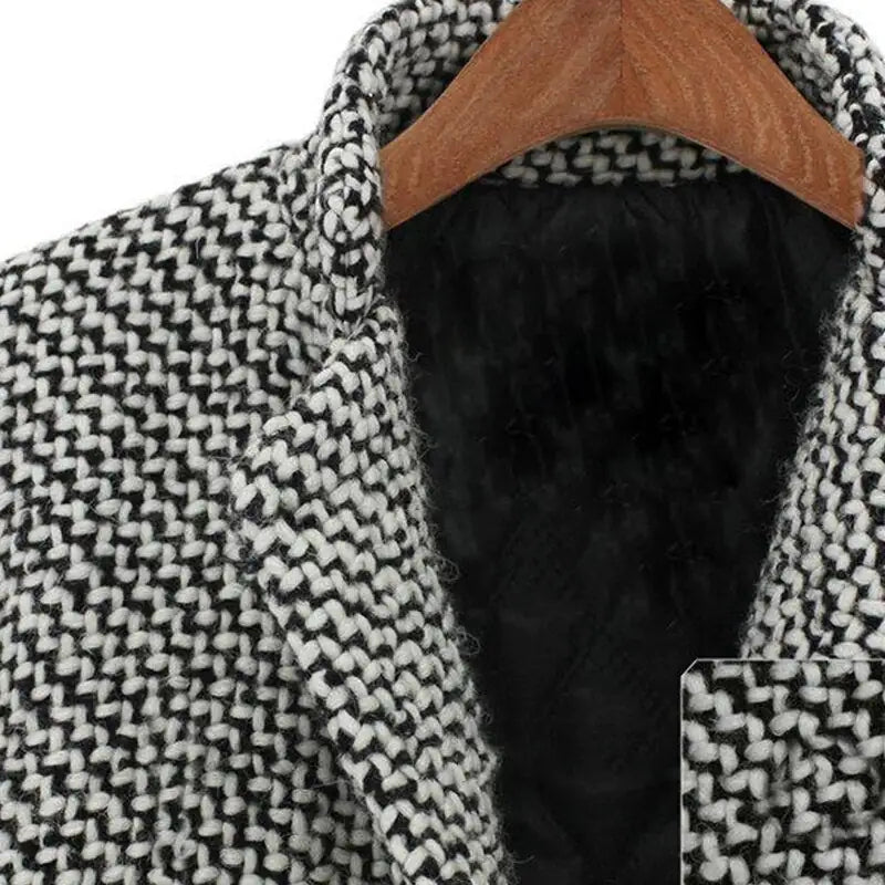 Herringbone Tweed Long Coat | Faux Fur Lining | Timeless Elegance