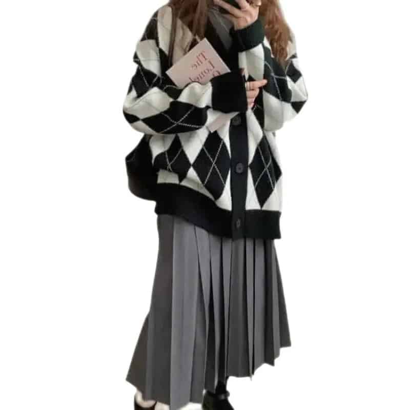 Argyle Knit Cardigan | Button-Down | Timeless Style