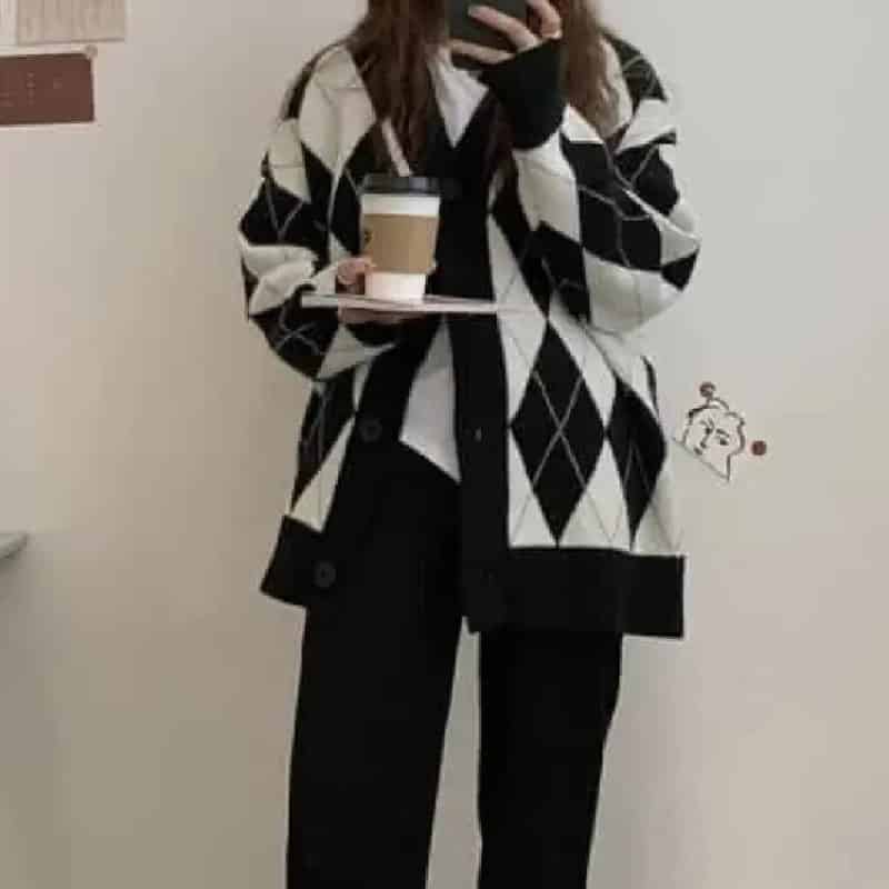 Argyle Knit Cardigan | Button-Down | Timeless Style