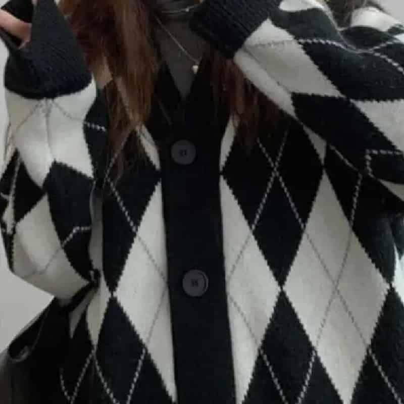 Argyle Knit Cardigan | Button-Down | Timeless Style
