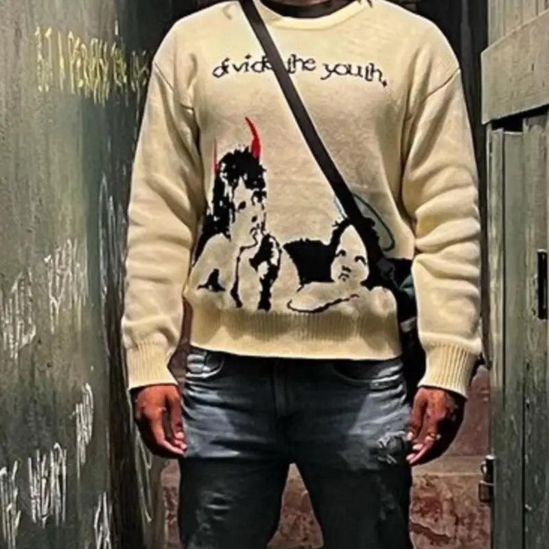 Graphic Knit Sweater | Artistic Design | Regular Fit