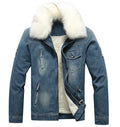 Men's Denim Jacket with Faux Fur Lining | Warm and Stylish, Vintage Look | Winter Casual Wear