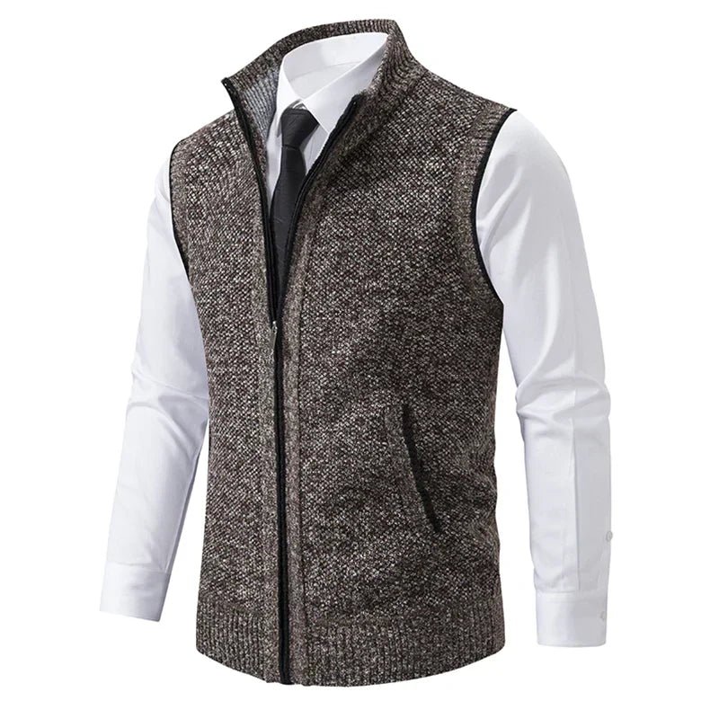 Tweed Zip-Up Vest | Classic Design | Warm and Polished