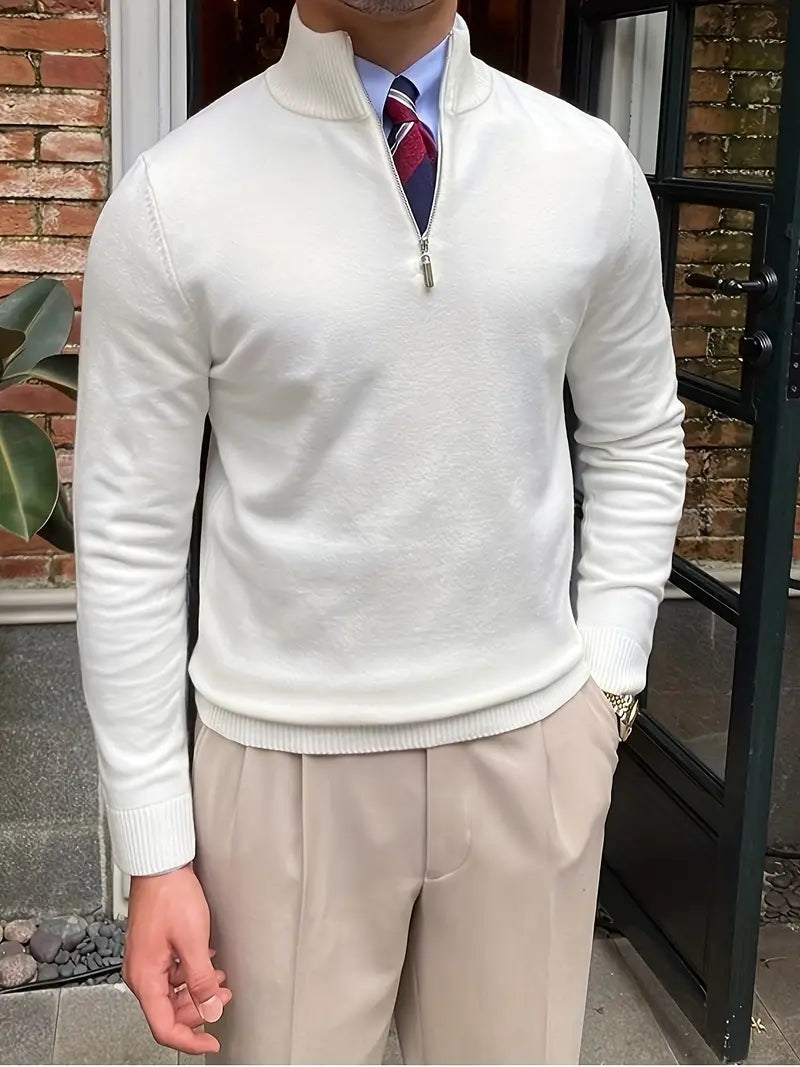 Slim-Fit Half-Zip Sweater | Cotton Blend | Refined and Versatile