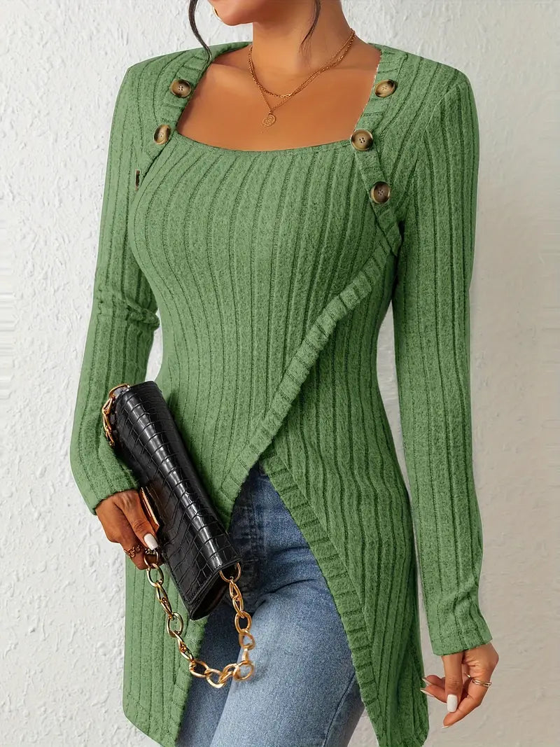 Ribbed Knit Sweater | Long-Sleeve | Stylish and Comfortable