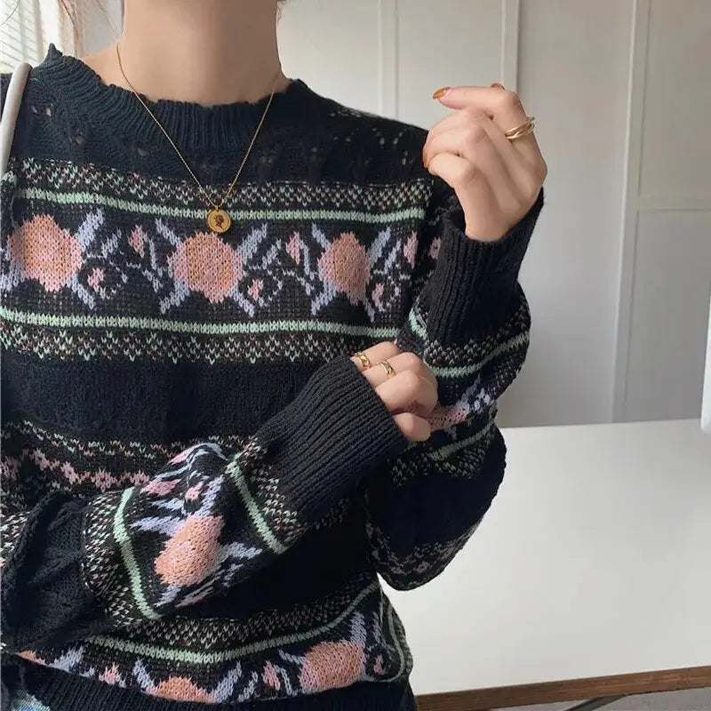Fair Isle Floral Knit Sweater | Timeless Design | Cozy Fit