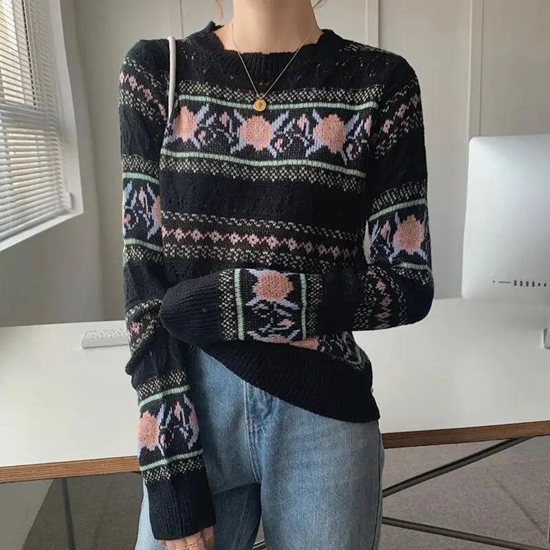 Fair Isle Floral Knit Sweater | Timeless Design | Cozy Fit