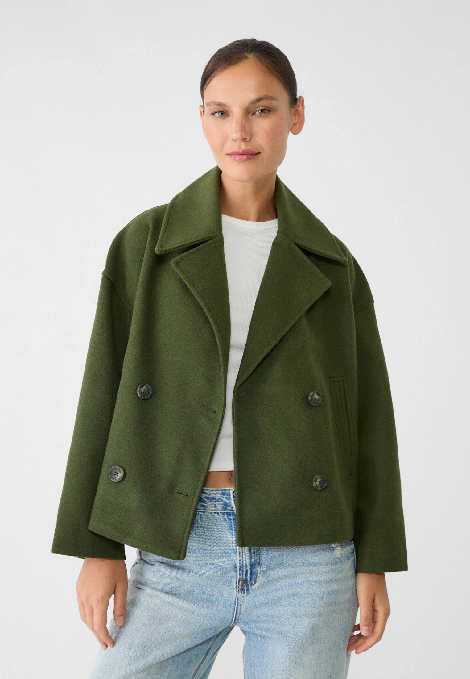 Cropped Double-Breasted Jacket | Wool-Blend | Classic Elegance
