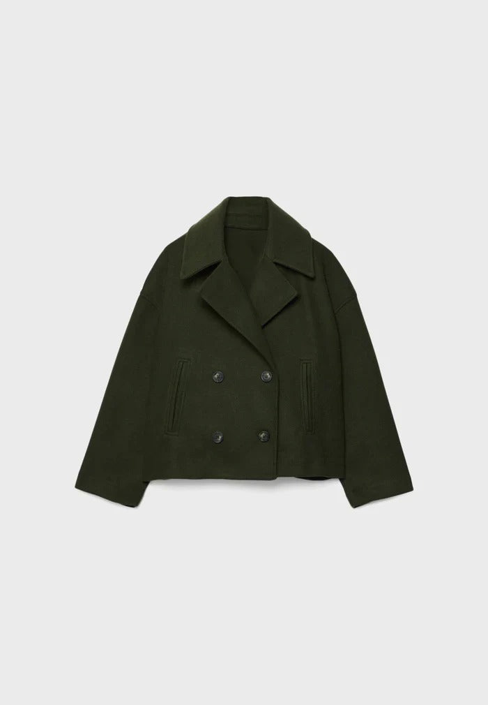 Cropped Double-Breasted Jacket | Wool-Blend | Classic Elegance