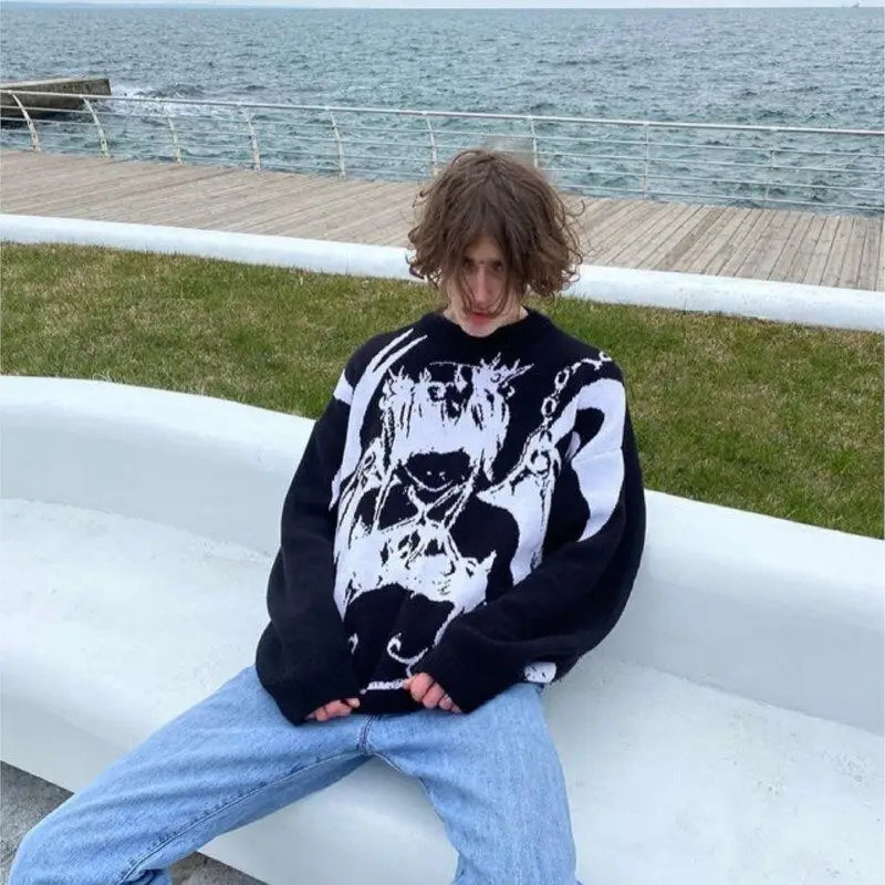 Monochrome Graphic Sweater | Bold & Artistic | Relaxed Fit