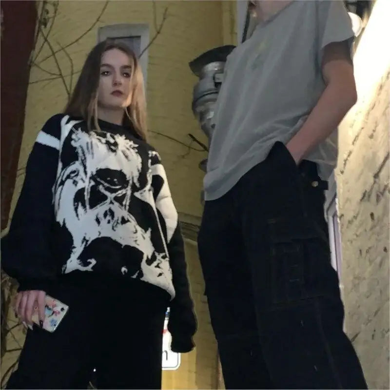 Monochrome Graphic Sweater | Bold & Artistic | Relaxed Fit