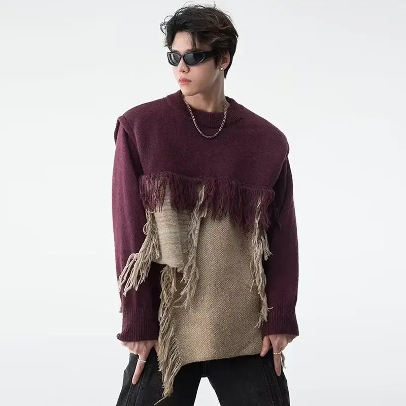 Distressed Patchwork Sweater | Oversized Fit | Edgy Streetwear