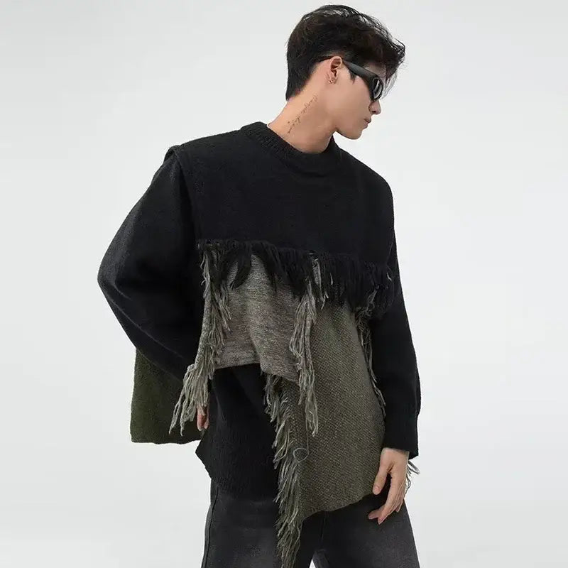 Distressed Patchwork Sweater | Oversized Fit | Edgy Streetwear