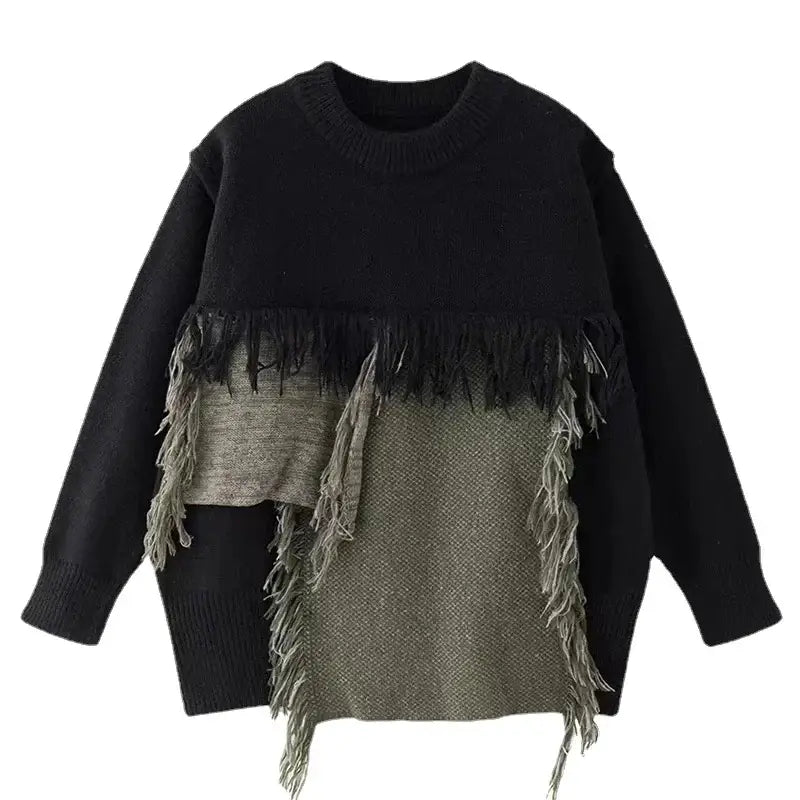 Distressed Patchwork Sweater | Oversized Fit | Edgy Streetwear