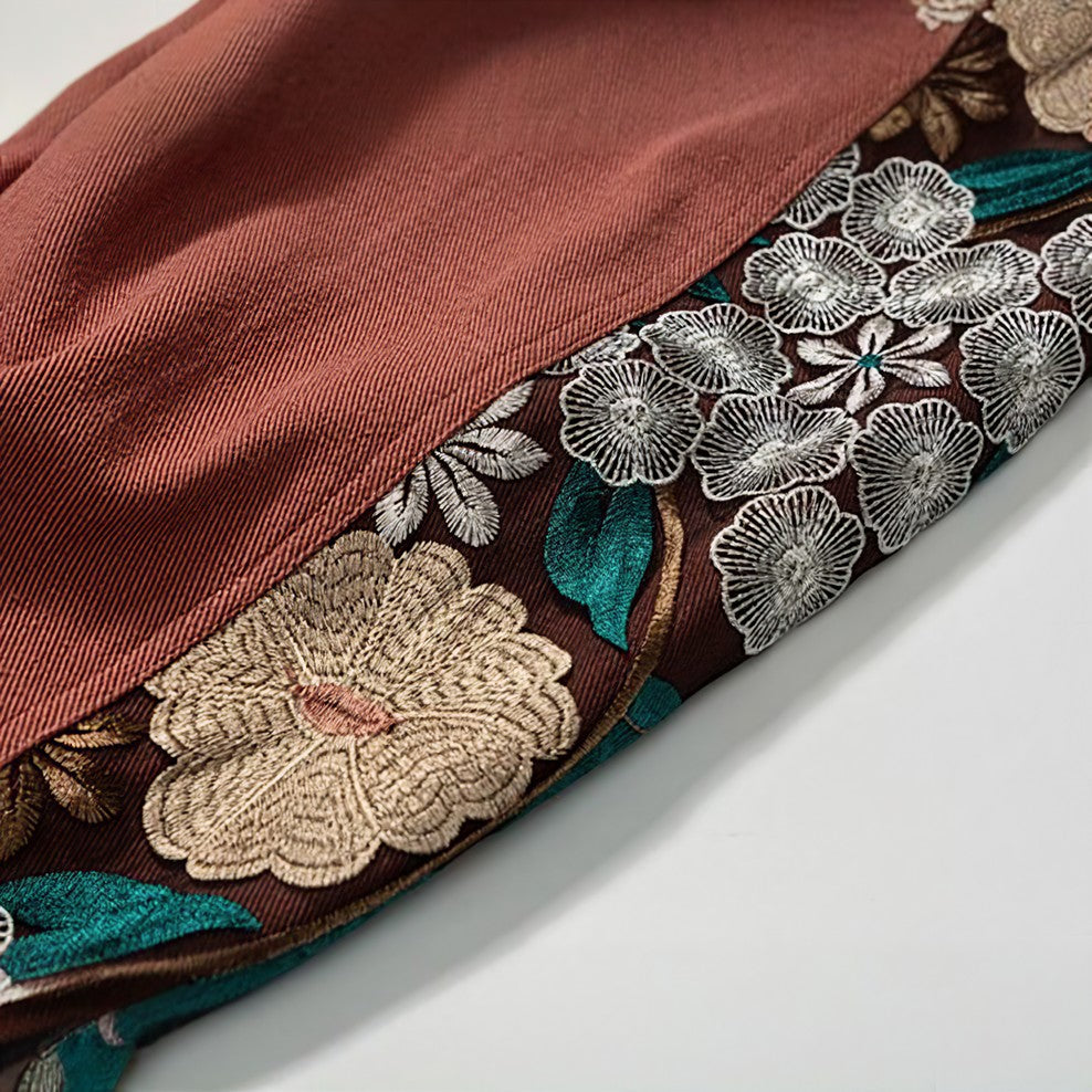 Floral-Embroidered Jogger Pants | Cotton Blend | Comfortable and Stylish
