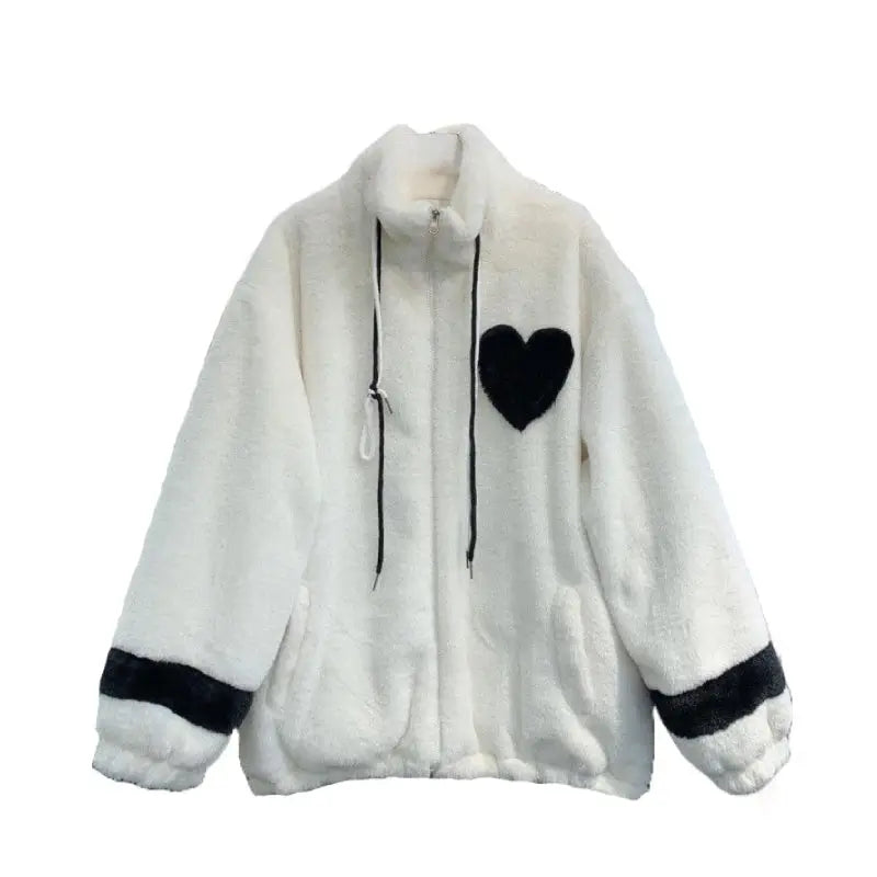 Heart Fleece Jacket | Cute Design | Relaxed Fit