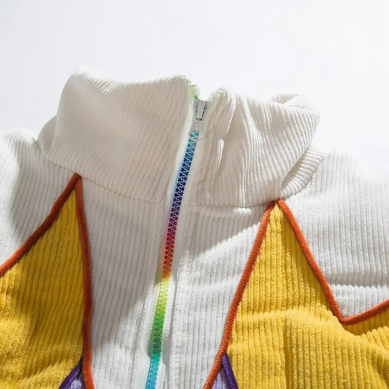 Patchwork Bomber Jacket | Cotton Blend | Bold and Vibrant