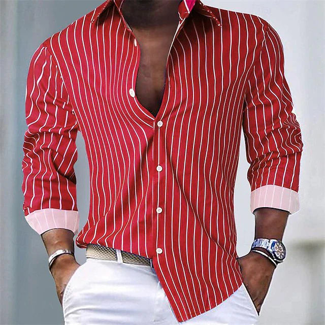 Men's Striped Button-Up Shirt | Slim Fit | Casual & Stylish