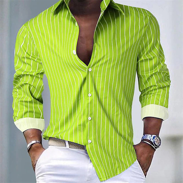 Men's Striped Button-Up Shirt | Slim Fit | Casual & Stylish