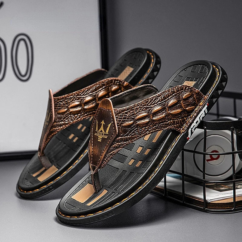 Leather-Style Flip-Flops | Comfortable and Stylish Sandals for Men