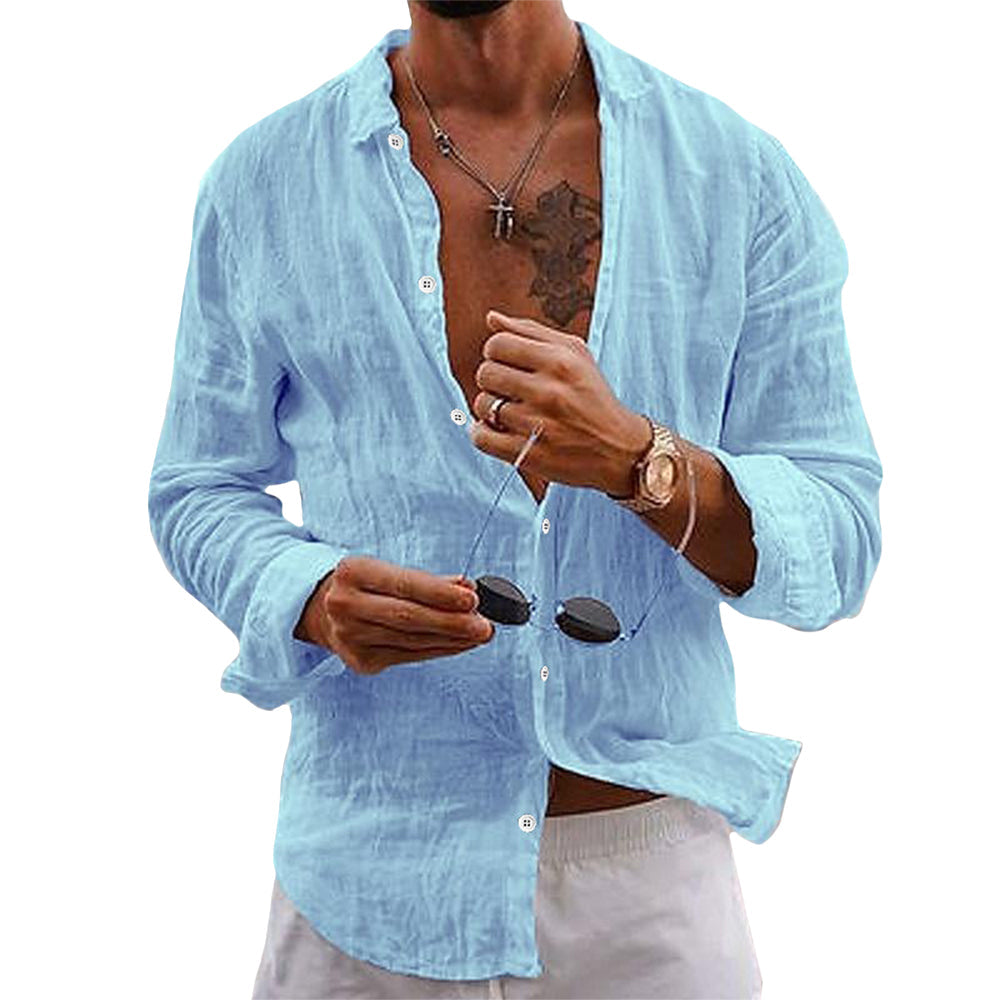 Men's Long-Sleeve Linen Shirt | Lightweight & Breathable | Casual Summer Wear