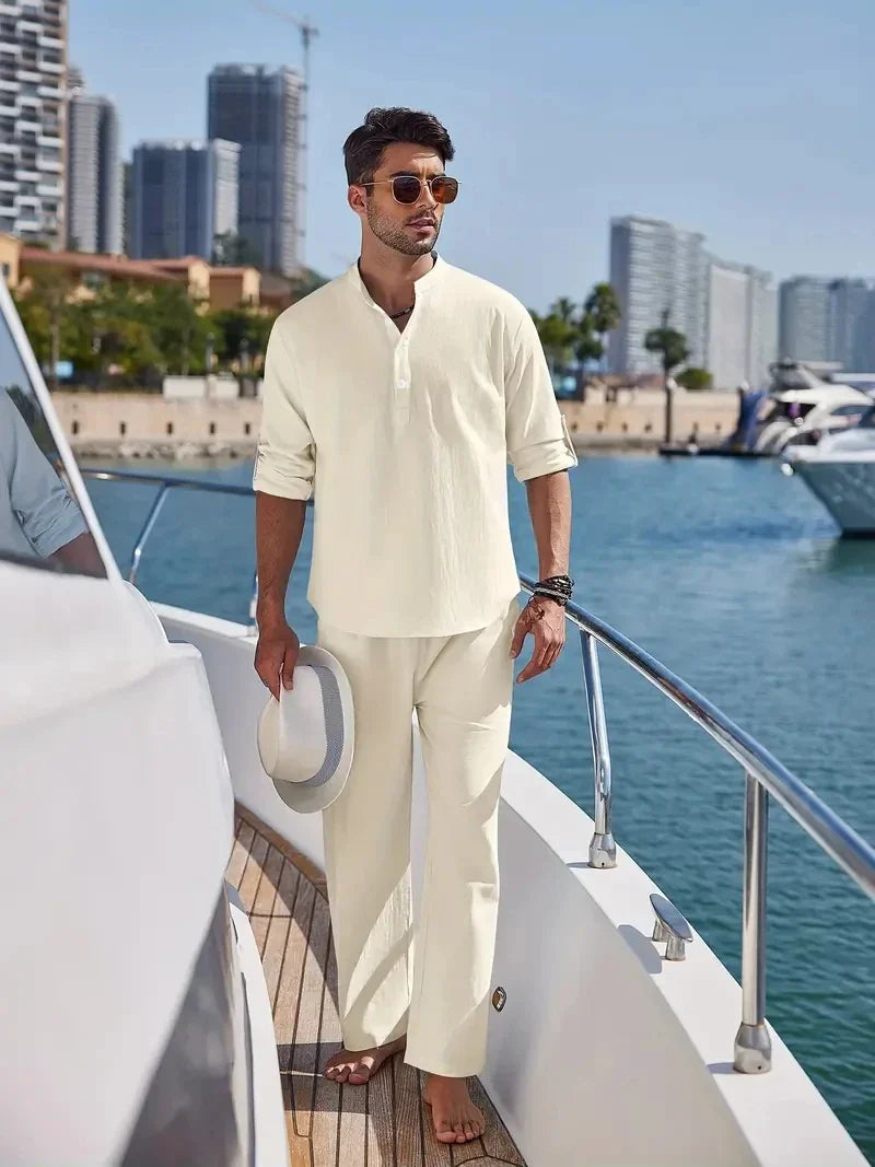 Men's Linen Two-Piece Set | Breathable Summer Outfit | Relaxed Beachwear