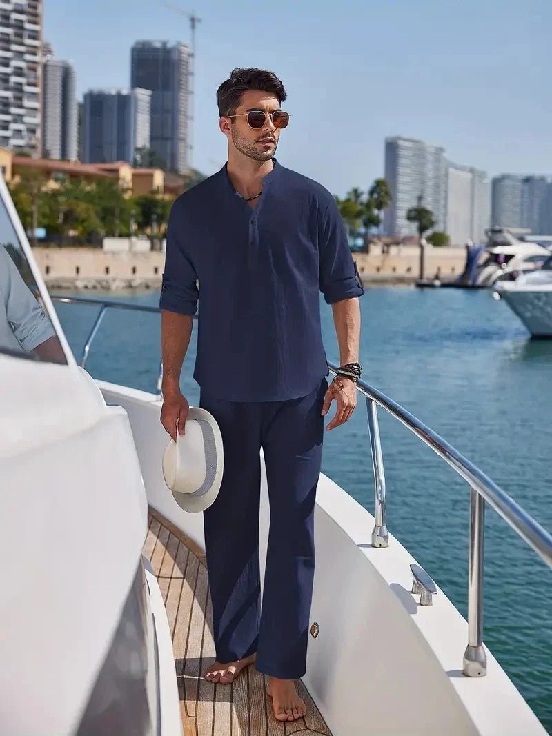 Men's Linen Two-Piece Set | Breathable Summer Outfit | Relaxed Beachwear
