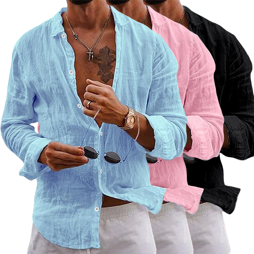 Men's Long-Sleeve Linen Shirt | Lightweight & Breathable | Casual Summer Wear