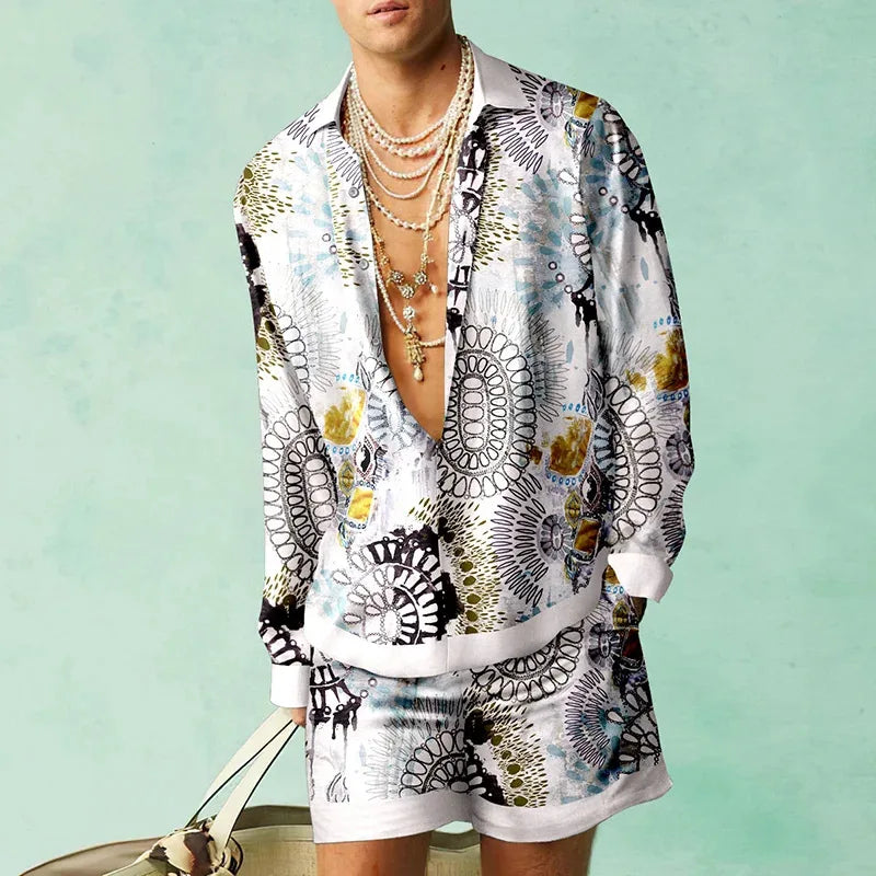 Men's Floral Silk Two-Piece Set | Relaxed Fit | Luxury Summer Resort Wear