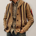 Men’s Jacquard Lapel Sweater | Long Sleeves, Textured Design | Casual and Semi-Formal Wear