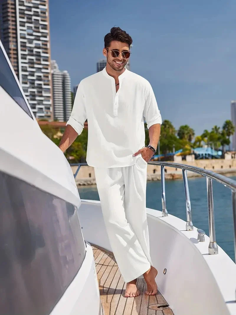 Men's Linen Two-Piece Set | Breathable Summer Outfit | Relaxed Beachwear