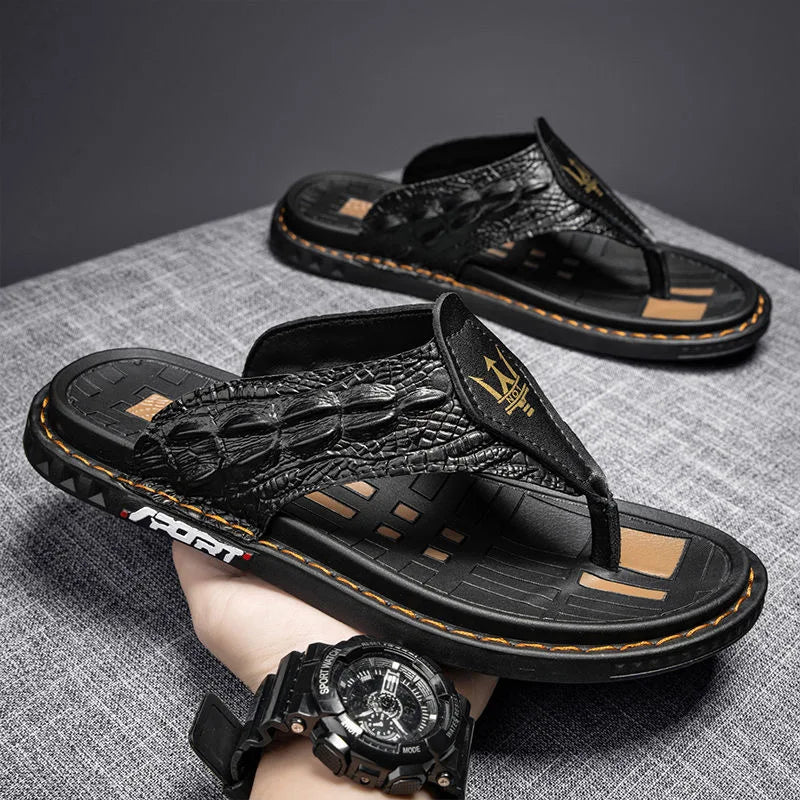 Leather-Style Flip-Flops | Comfortable and Stylish Sandals for Men
