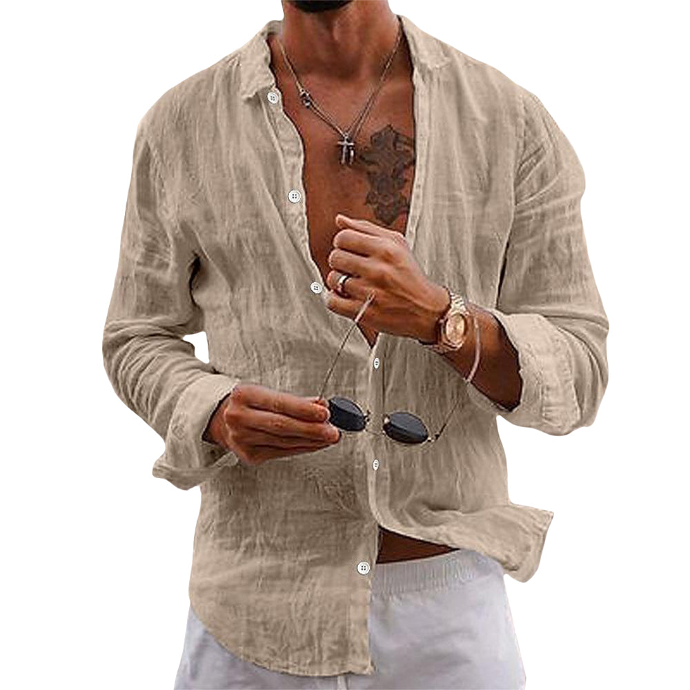 Men's Long-Sleeve Linen Shirt | Lightweight & Breathable | Casual Summer Wear