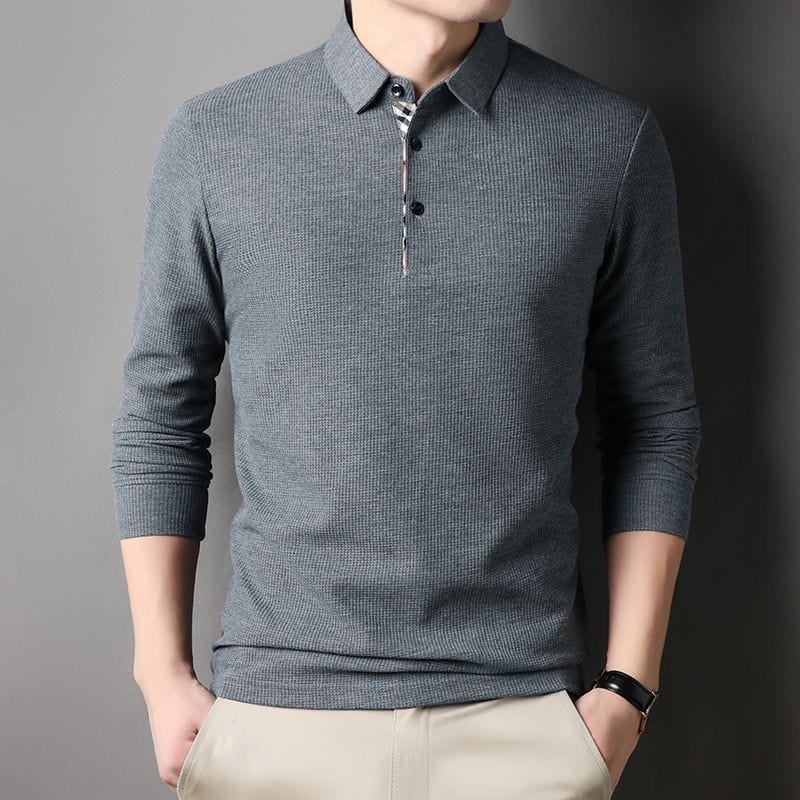 Men's Long-Sleeve Polo Shirt | Stylish Fit & Zip Collar