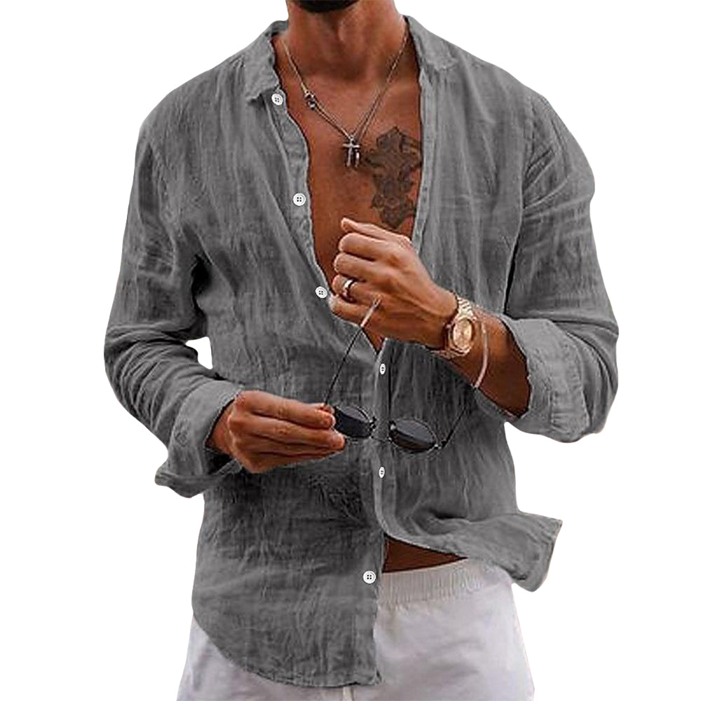 Men's Long-Sleeve Linen Shirt | Lightweight & Breathable | Casual Summer Wear