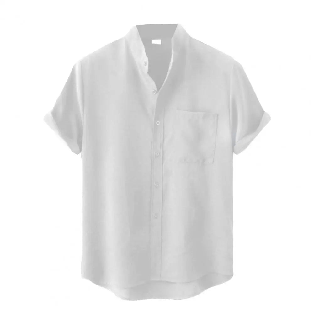 Men's Short-Sleeve Mandarin Collar Shirt | Relaxed Fit | Casual Summer Wear