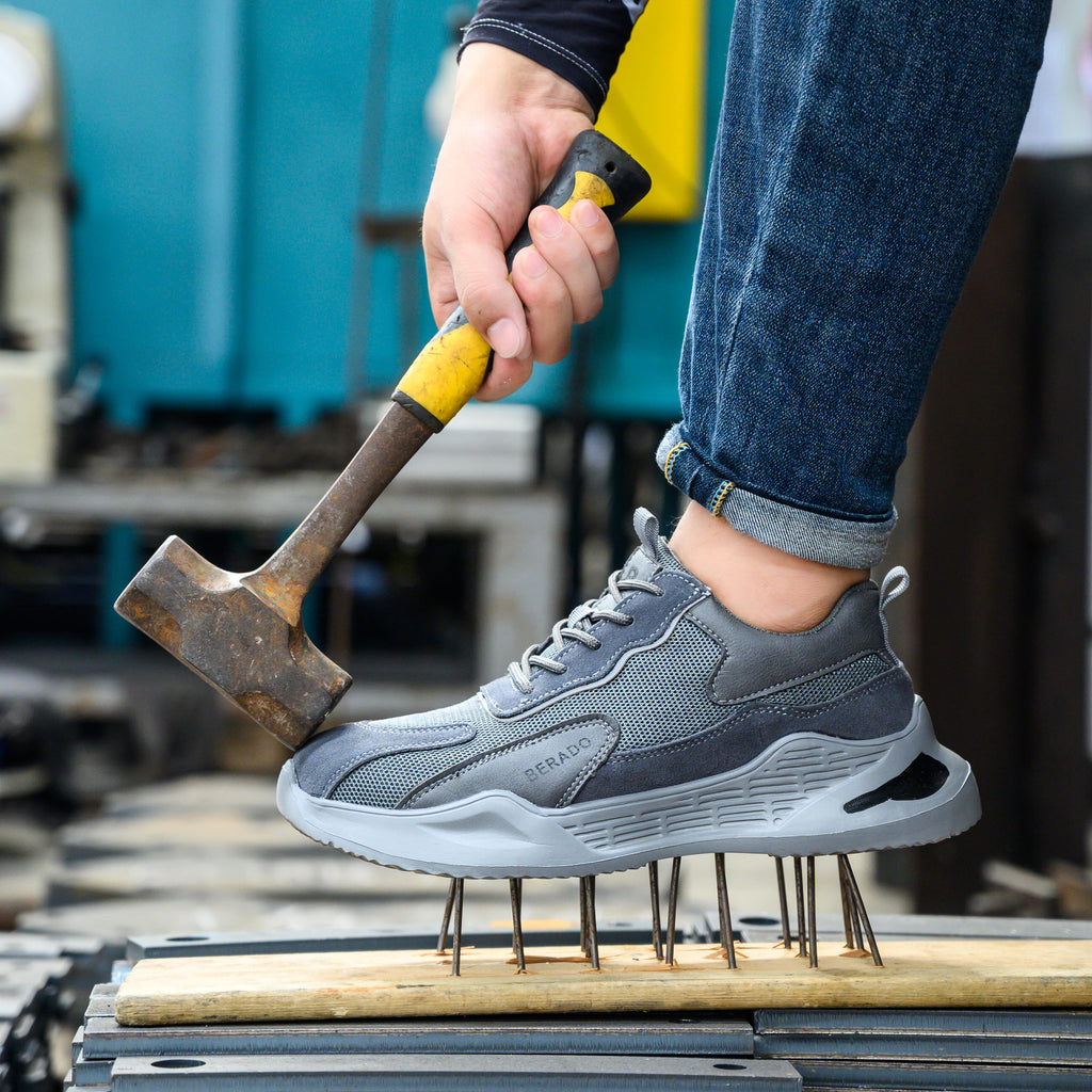 Lightweight Steel Toe Work Sneakers | Breathable Design | Anti-Slip Sole | Industrial Safety Shoes