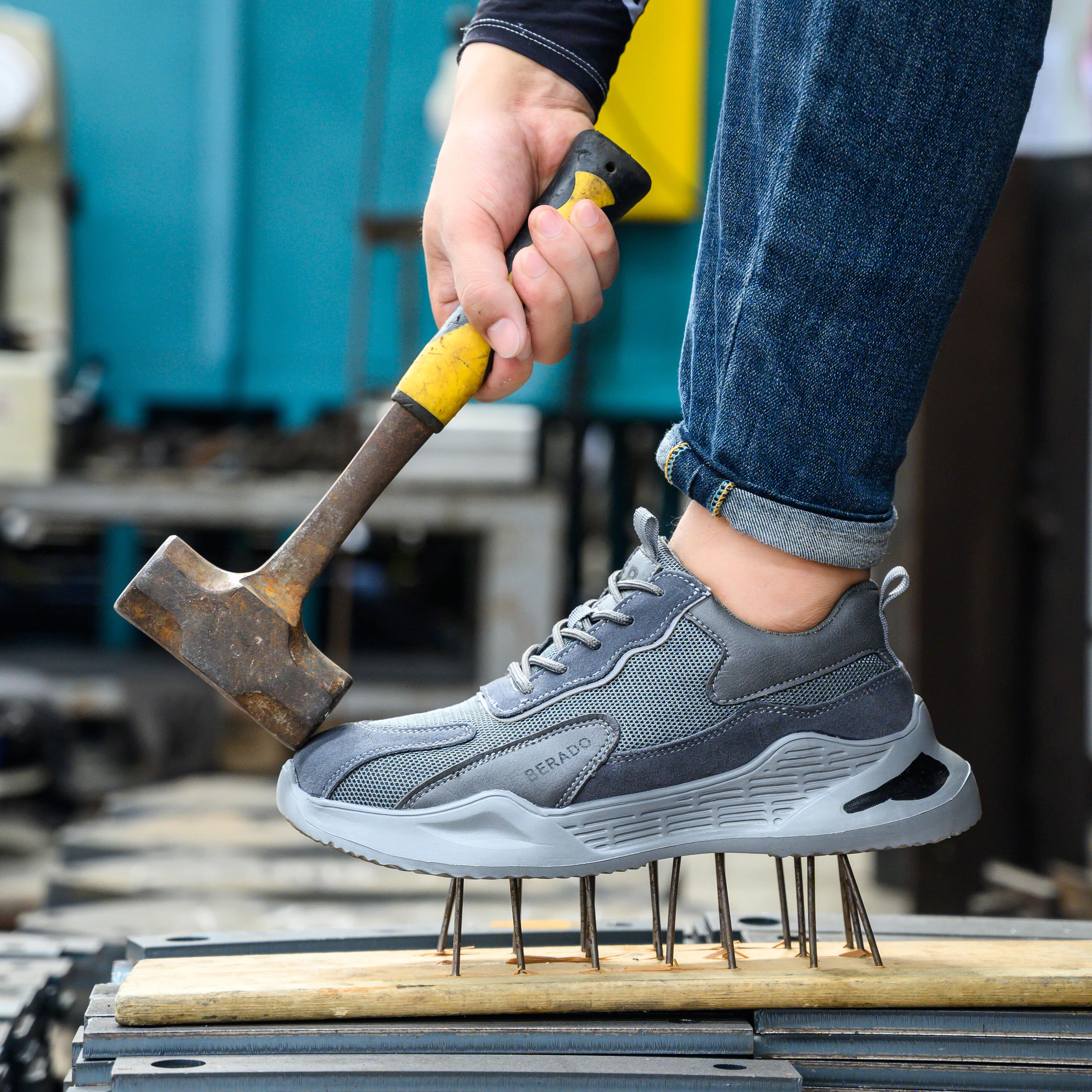 Lightweight Steel Toe Work Sneakers | Breathable Design | Anti-Slip Sole | Industrial Safety Shoes
