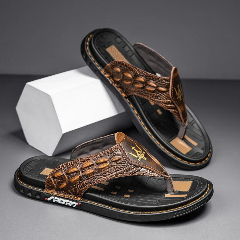 Leather-Style Flip-Flops | Comfortable and Stylish Sandals for Men