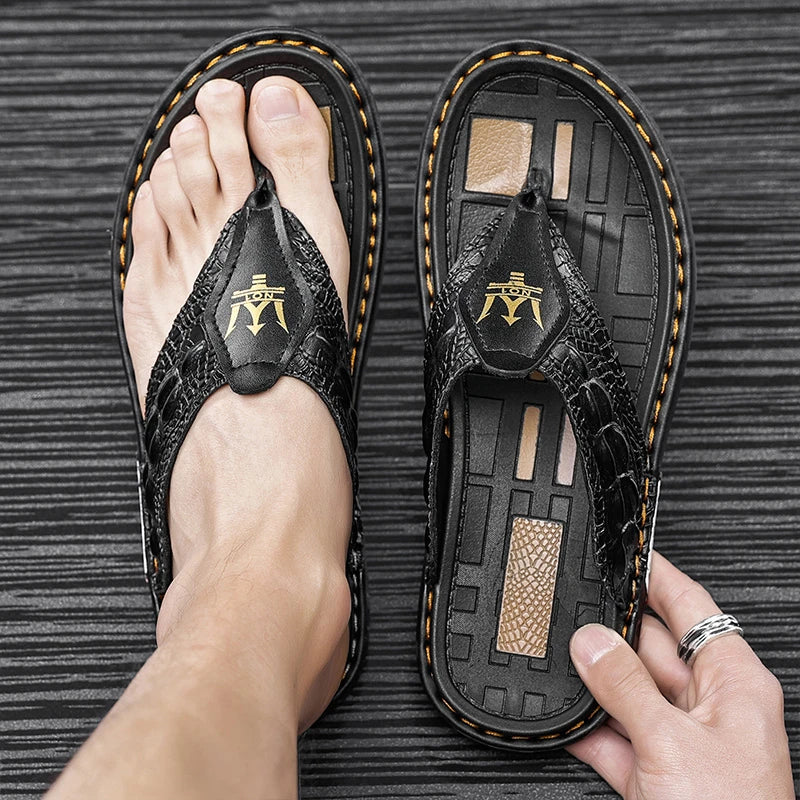 Leather-Style Flip-Flops | Comfortable and Stylish Sandals for Men