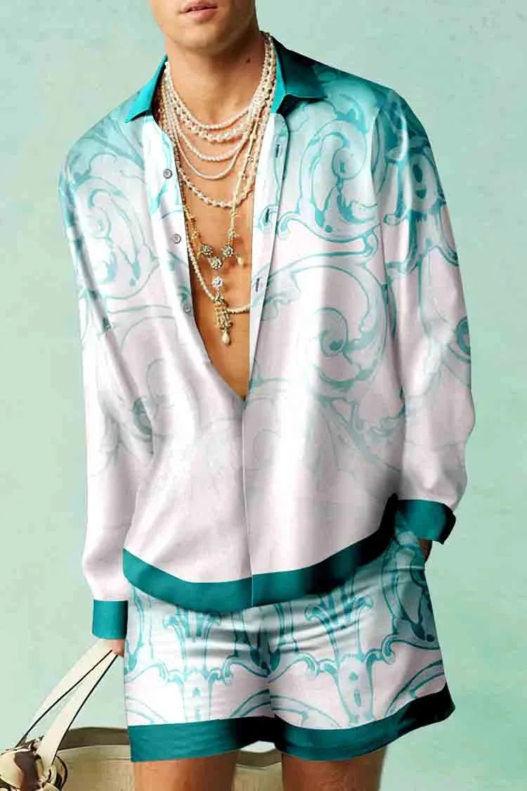 Men's Floral Silk Two-Piece Set | Relaxed Fit | Luxury Summer Resort Wear