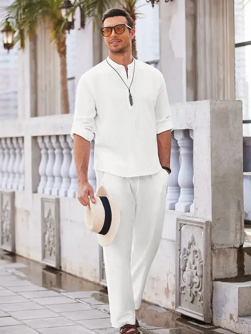 Men's Linen Two-Piece Set | Breathable Summer Outfit | Relaxed Beachwear