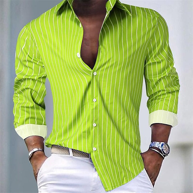 Men's Striped Button-Up Shirt | Slim Fit | Casual & Stylish