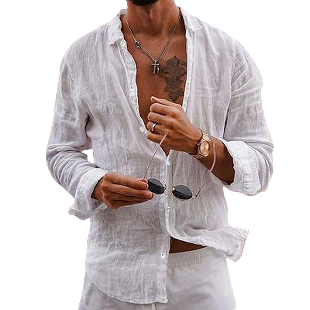 Men's Long-Sleeve Linen Shirt | Lightweight & Breathable | Casual Summer Wear