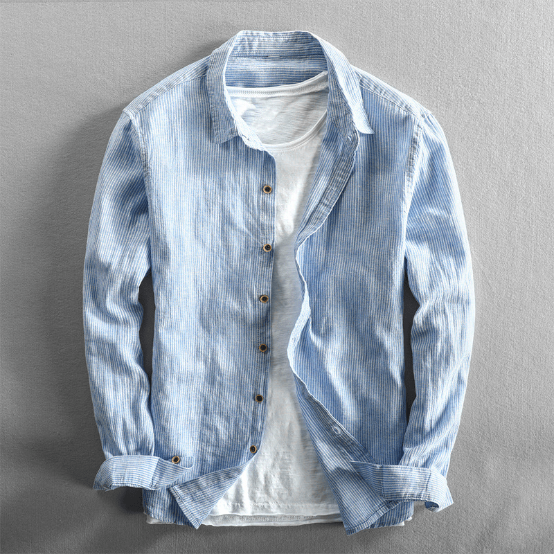 Linen Long-Sleeve Shirt | 100% Breathable Linen | Relaxed Casual Style