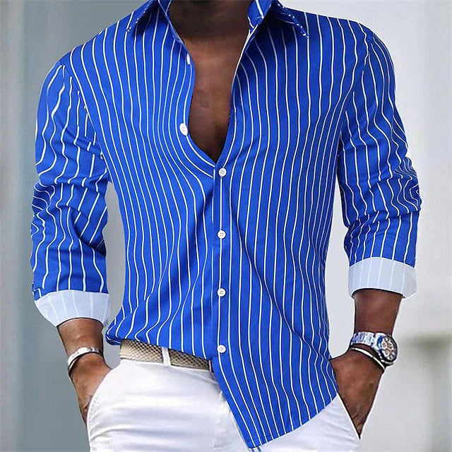 Men's Striped Button-Up Shirt | Slim Fit | Casual & Stylish